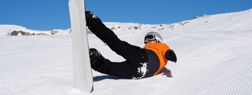 Snowboard back fall